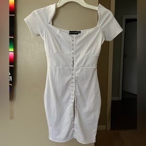 White short sleeve body con stretchy dress